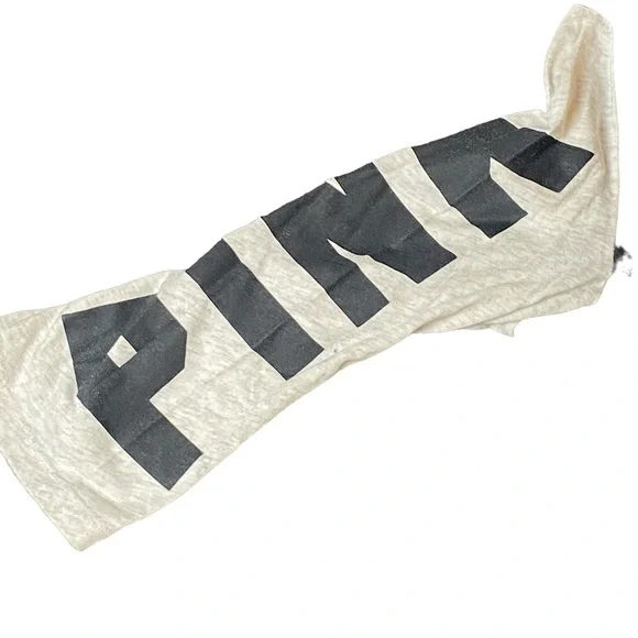 PINK Women Top Large White & Maroon T-Shirt Logo Spellout Size Medium - Picture 7 of 7